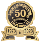 Alliance Industrial has been in business for 50 years. A gold start badge depicting 40 plus years of service!
